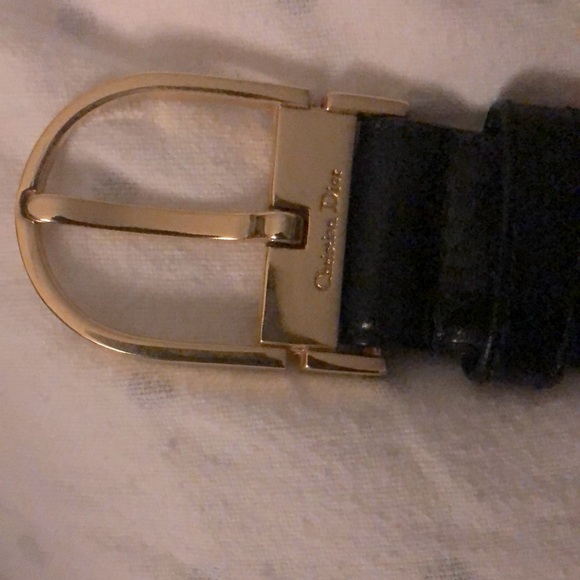 Dior Accessories - Black Christian Dior belt with gold hardware